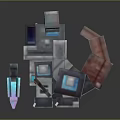 3D Cartoon Pixel Art Robot With Colorful Screens Futuristic Claws And Vibrant Design