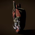 Traditional Style Decorative Ornament Set Featuring Mask Design Red Green Carved Dragon Patterns