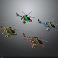 Colorful Helicopter Toy Models With Various Colors Detailed Propellers And Different Designs
