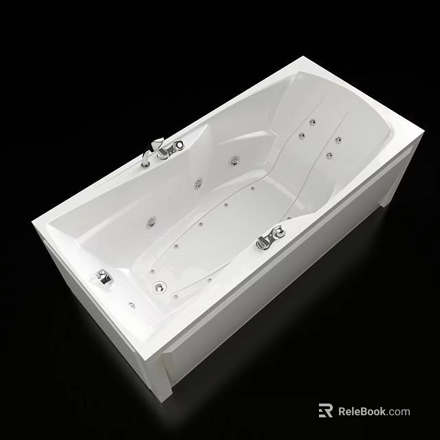 White Freestanding Bathtub With Modern Design And Multiple Massage Jets 3d model 