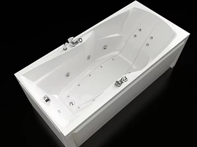 White Freestanding Bathtub With Modern Design And Multiple Massage Jets 3d model