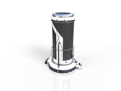 Contemporary Cylindrical Cleaning Device Featuring Black White Exterior And Mobile Wheels 3d model