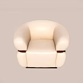 Modern Beige Leather Single Sofa With Round Design And Comfortable Armrest 3d model