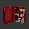 Red Food Storage Container With Organized Shelves And Various Food Items Inside