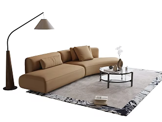 Modern Sofa Coffee Table Floor Lamp Curved Sofa 3d model
