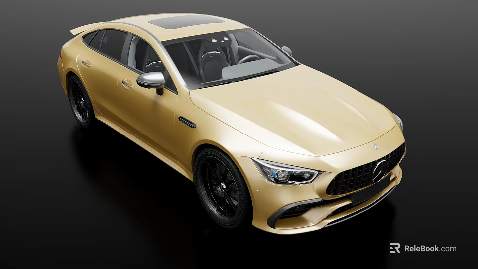 Golden Luxury Sports Coupe With Sleek Body Design Black Alloy Wheels And LED Headlights 3d model 