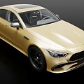 Golden Luxury Sports Coupe With Sleek Body Design Black Alloy Wheels And LED Headlights
