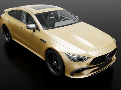 Golden Luxury Sports Coupe With Sleek Body Design Black Alloy Wheels And LED Headlights 3d model