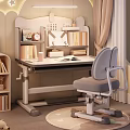 Adjustable Study Desk With Bookshelf And Ergonomic Chair For Home Office