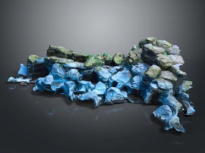 Natural Style Garden Ornament With Blue Green Stones And Stacked Design For Outdoor Use 3d model