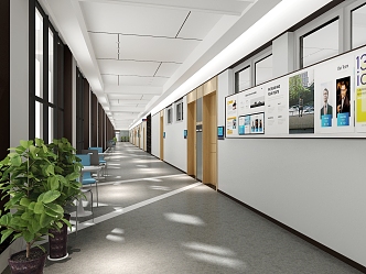 Modern Corridor University Teaching Building Corridor 3d model