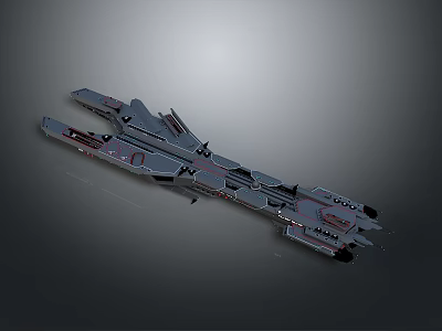 Detailed Sci-Fi Spaceship Model With Gray Exterior Structural Components And Thrusters 3d model
