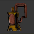 Vintage Style Industrial Equipment With Red Handle And Yellow Body