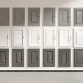 Gray And White Cabinet Doors With Various Handle Styles Arranged On Wall