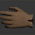 Brown Leather Gloves With Decorative Patterns On Finger Backs And Soft Leather Texture 3d model