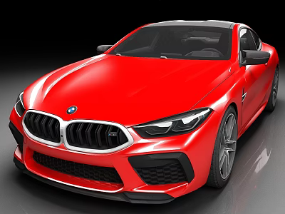 Red BMW Sports Coupe Front View With Modern Design And Sleek Body 3d model