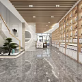 Mutong Specialty Store Interior With Shelves Products Reception Desk Wooden Decor And Green Plants