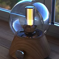 Modern Decorative Lamp With Glass Globe Shade And Wooden Base Featuring LED Filament