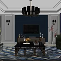 Elegant Modern Dining Living Room Interior With Chandelier Dining Table And Chairs