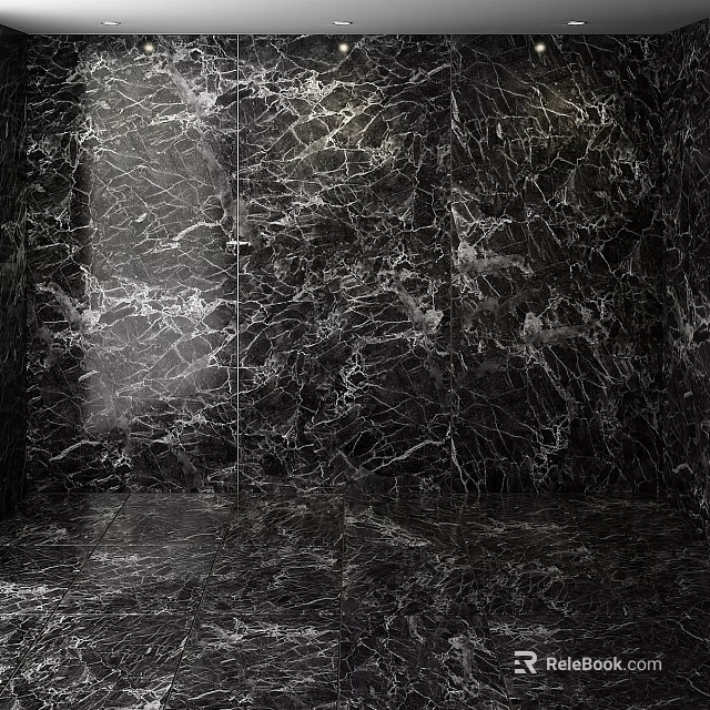 Black Marble Wall And Floor Components With Natural Vein Pattern And Polished Surface 3d model 