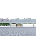 Outdoor Modern Flower Bed Planters With Green Plants And Purple Flowers