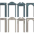 Blue and Beige Door Arches with Various Decorative Design Styles 3d model