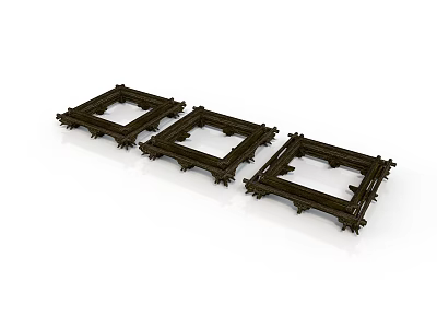 Three Architectural Black Square Frames As Construction Structure Design Elements 3d model