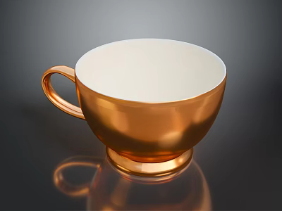 Shiny Golden Cup With White Interior And Elegant Handle For Daily Use 3d model