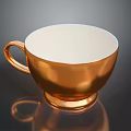 Shiny Golden Cup With White Interior And Elegant Handle For Daily Use