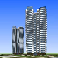 Modern High Rise Residential Complex With Central Green Area And Circular Plaza