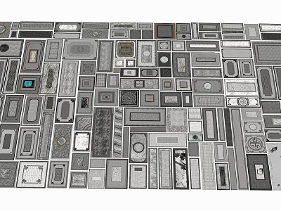 Garden Decorative Stone Slabs With Various Shapes Patterns And Textured Gray Designs 3d model
