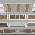 Modern Ceiling Design Featuring Various Wooden Striped Grid and Patterned Styles 3d model