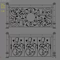 Decorative Iron Partition With Intricate Scroll Patterns And Floral Motifs 3d model