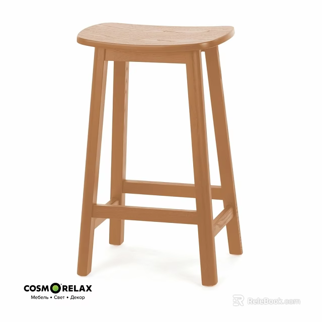 Simple Wooden Stool With Solid Wood Structure For Bar Counter Home Decor 3d model 