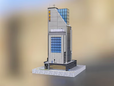 Modern Commercial Complex High Rise Building With Glass Curtain Walls And Facilities 3d model