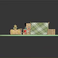 Cozy Household Items Arrangement With Plaid Blanket Wooden Boxes Red Mat And Container