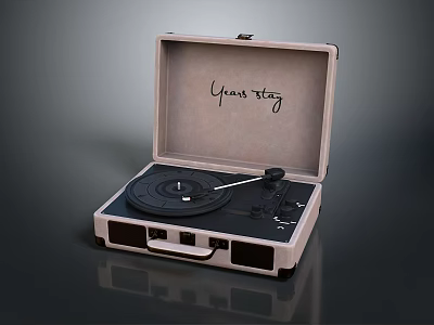 Open Suitcase Turntable With Portable Design And Your Story Text On Interior 3d model
