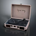Open Suitcase Turntable With Portable Design And Your Story Text On Interior