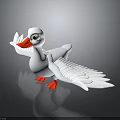 Cute White Duck Plush Toy with Red Beak Green Eyes Red Feet Spread Wings