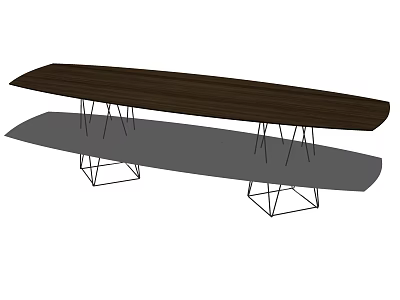 Modern Minimalist Coffee Table With Dark Wooden Top And Geometric Metal Legs 3d model