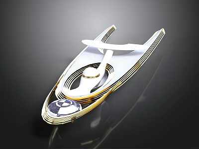 Other Modern Metallic Decorative Sculpture With Gold Silver Circular Streamlined Design Elements 3d model