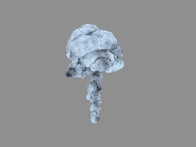 White Decorative Plant With Cloud Shaped Top And Slender Stem On Gray Background 3d model