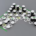 Hexagonal Base Construction Set With Black And White Building Blocks And Green Connectors 3d model
