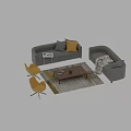 Gray Two Seater Sofa Living Room Setup With Yellow Chairs Coffee Table And Rug
