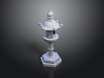 Traditional Decorative Stone Lantern Featuring Multi Tiered Structure And Hexagonal Base 3d model