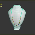 Yellow Beaded Necklace With Black Accents On White Mannequin