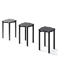 Three Black Modern Dining Chairs With Simple Design And Sturdy Four Legs