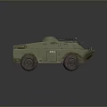 Green Military Wheeled Tank With Turret And Armored Combat Structure Design
