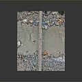 Detailed Terrain Model With Road Water Area Vegetation And Rocks