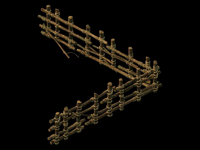 Wooden Woven Fence With U Shaped Design For Garden Yard Decoration 3d model